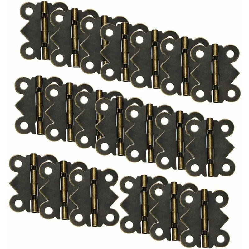 Mini Charnières - 20 pcs Vintage Miniature Mini Charnières Mall Boîte En Bois Charnières Papillon Avec Vis-Bronze - Norcks