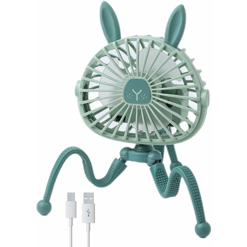 Norcks - Mini ventilateur vert de ventilateur manuel de poussette bébé ventilateur de bébé usb usb Fan portable personnel calme avec trépied flexible
