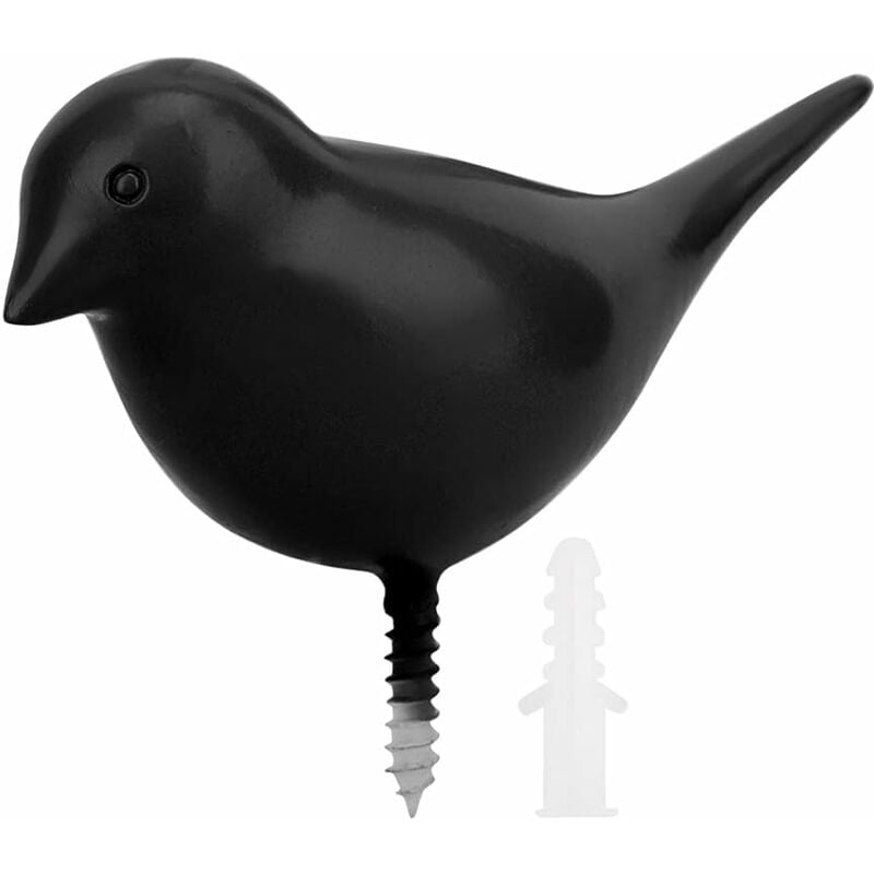 Norcks Noir Oiseaux Manteau Crochets À Fixation Murale Patère Decoration Murale 3D Crochets Cintres Multi-Usages