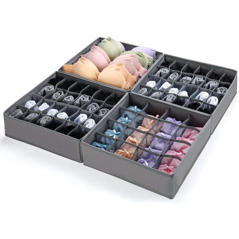 Norcks - Organisateur Tiroir 4 Pièces, Rangement Tiroir, Rangement Sous Vetement Soutien-Gorge, Attacher Écharpe En Soie Mouchoir, Rangement Sous