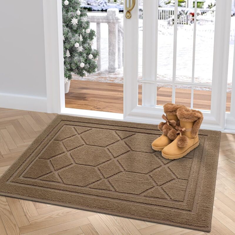 Paillasson Intérieur Antidérapant 50X80CM Tapis Entrée Absorbant Durable Tapis D'Intérieur L'Eau Lavable Marron - Norcks