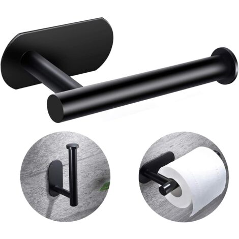 NORCKS Porte Papier Toilette, Porte Rouleau Papier Toilette Mural, Support Papier Toilette sans Perçage, Acier Inoxydable Auto-adhésif 3M Porte Rouleau Toilette pour Cuisine et Salle de Bain, Noir - Noir
