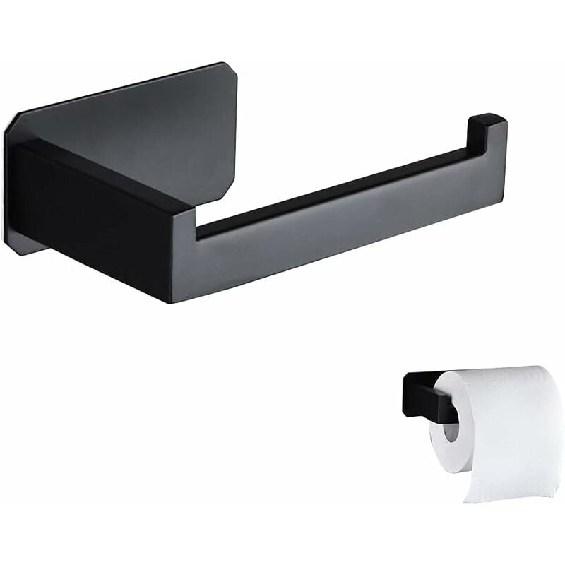 Porte Papier Toilette, Support Papier Toilettes Acier Inox, Porte Papier Toilette Auto-Adhésif Pour Salle De Bain Et Cuisine, Noir - Norcks