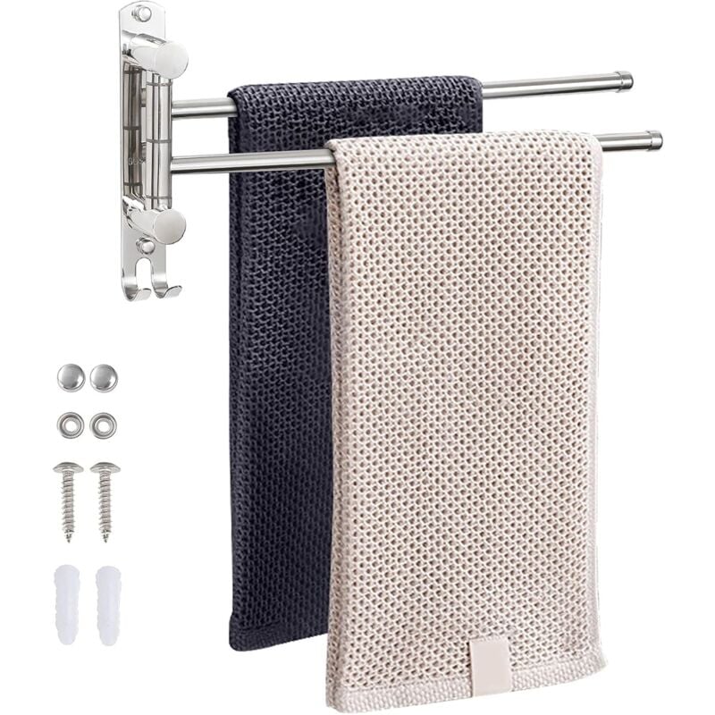Norcks Porte-Serviettes Pivotant Porte Serviettes Mural 180°Rotatives Serviette Support En Acier Inoxydable Sus304 Support Porte-Serviettes Serviette