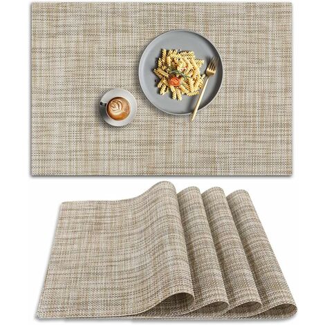 N/C placemats set of 4, heat-resistant woven vinyl placemat, non