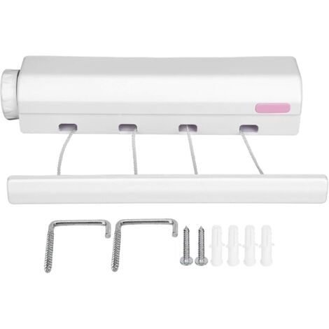 Norcks Retractable Clothesline Wall Mounted Drying Rack Indoor And Outdoor Portable Wall Dryer With 5 Wires 3.7M
