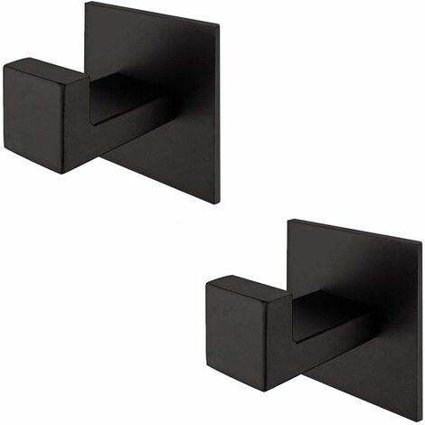 NORCKS Selbstklebend 304 Edelstahl Schwarz Handtuchhaken ohne Bohren,Schwarz Handtuchhaken Badezbehimmer Zuör, Handtuchhaken Bademantel, Kleiderhaken (Schwarz, 2STK) - Schwarz