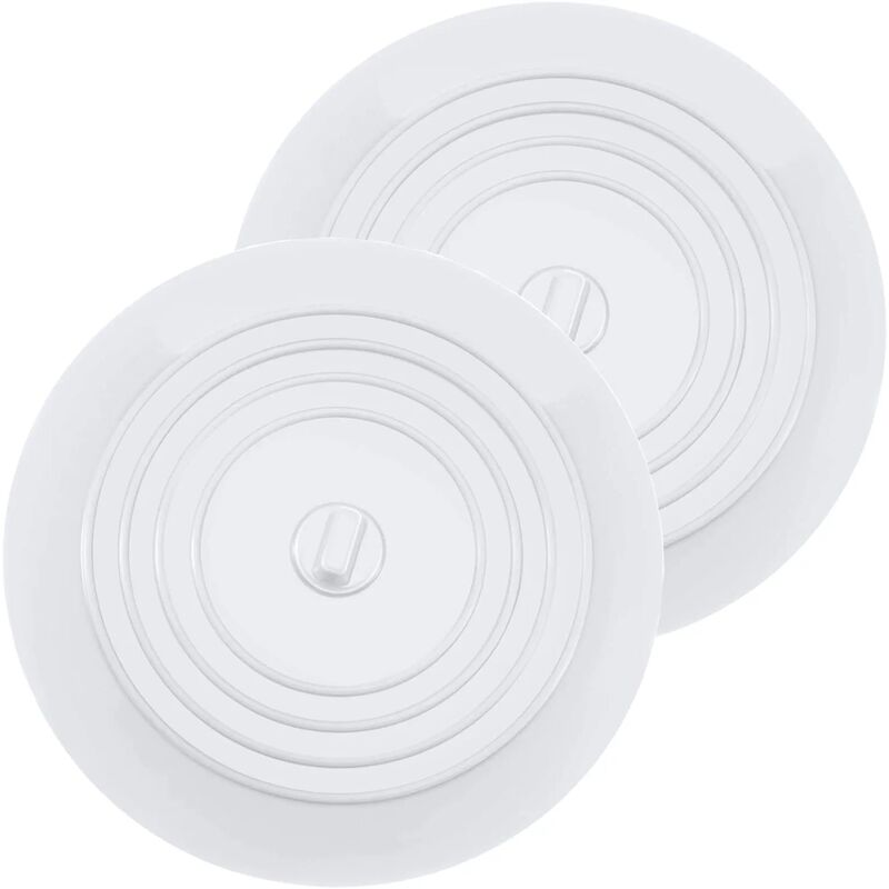 Silicone Bath Plugs for Kitchen Sink 15cm Diameter for Kitchens, Bathrooms and Laundry Storages Drain Plug (2 Pieces, White) - White - Norcks