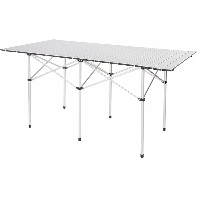 Table Pliante Camping Table Pliable en Aluminium Portable pour Pique-Nique BBQ Barbecue Jardin Fête (140 x 70 x 70cm) - Argent - Norcks