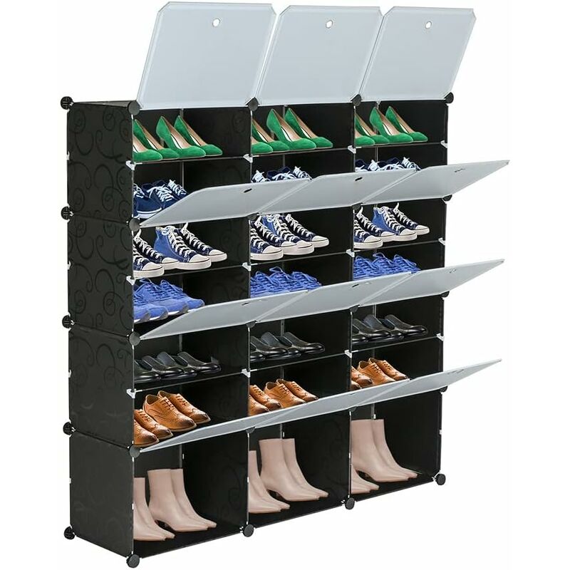 Norcks - Étagère à Chaussures, Boîte à Chaussures, 21 Compartiments, modulable, Rangement Chaussures,Armoire à Chaussures, Cubes de Rangement
