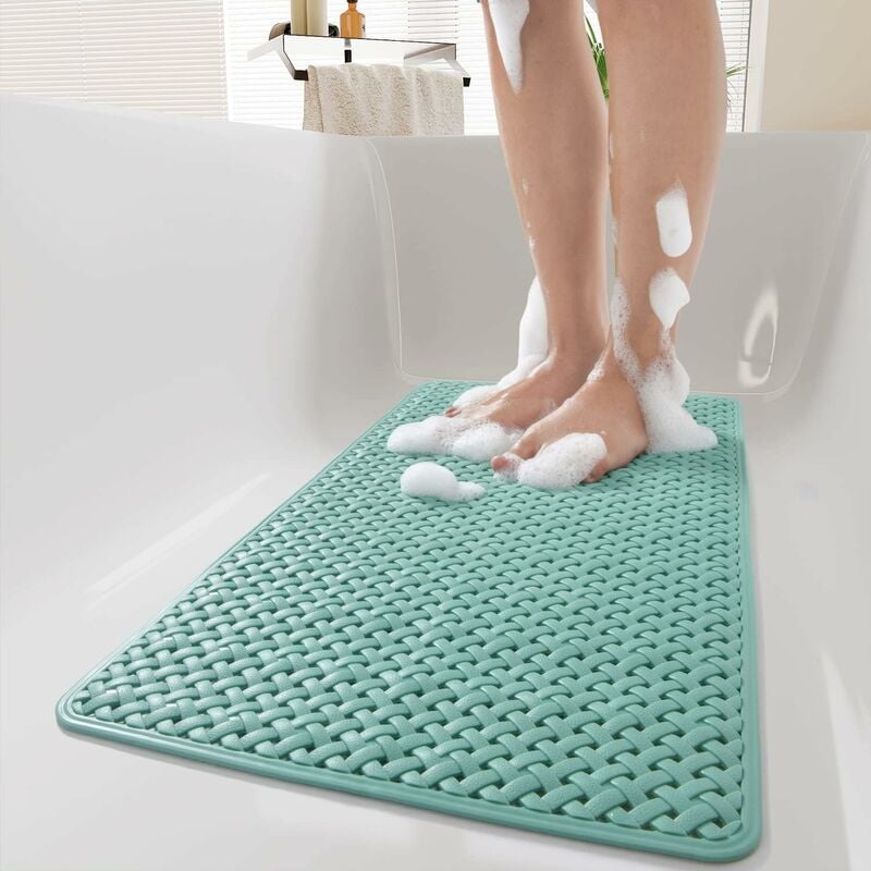 Tapis De Baignoire Antidérapant Tapis De Douche 35X68CM Tapis De Salle De Bain Avec Ventouses Et Trous De Drainage Vert - Norcks