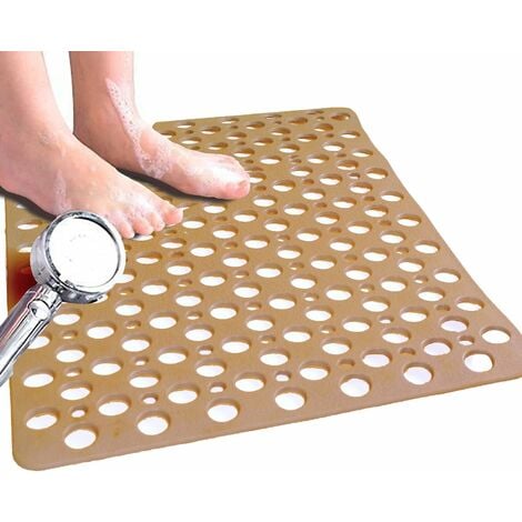 NORCKS Tapis de Douche Tapis de Bain Tapis de Bain Carré Antidérapant avec Trous de Vidange Ventouses (couleur:Café) 53X53cm - Café