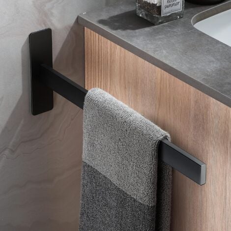 Norcks Toallero Sin Taladrar Toallero De Acero Inoxidable Negro Mate Toallero De Un Brazo Para Montaje En Pared De Baño Toallero Autoadhesivo Para Invitados Toallero Para Baños Y Cocinas