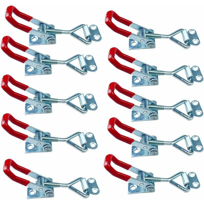 Norcks - Toggle Latch, 10 Pcs Toggle Latch, Trailer Latch, For Fixing and Clamping Door, Cabinet, Case Without Lock or Handle - Silver
