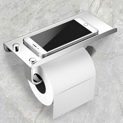NORCKS Toilet Roll Holder No Drilling, Toilet Paper Holder, Bath Installations, Mirror Polished,304 Stainless Steel Wall Mounted WC Tissue Holder for Bathroom (Silver) - Silver