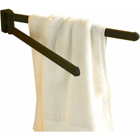 Norcks Towel Rail Black, Wall Towel Holder, Bathroom Towel Bar Rotatable Matt Wall Mounted Double Design