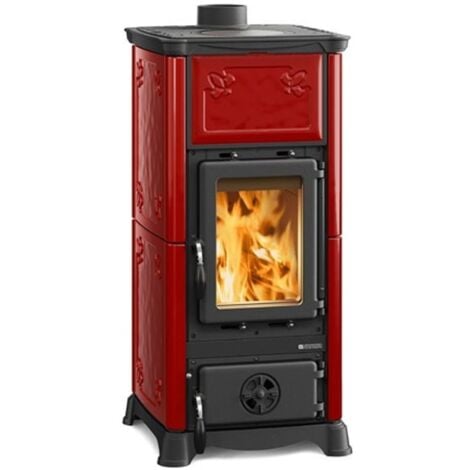 NORD Stufa a Legna Emiliana Potenza Termica Nominale 6,5 kW 186 m3 Riscaldabili Colore Bordeaux