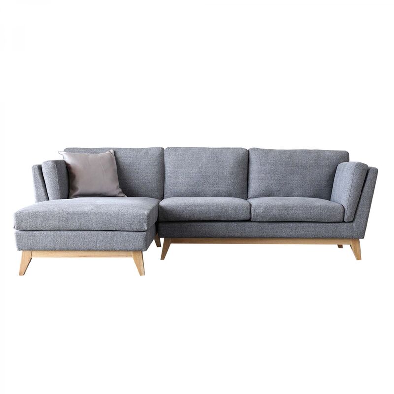 Norden Gris Clair Canape Scandinave 3 Places Avec Meridienne A