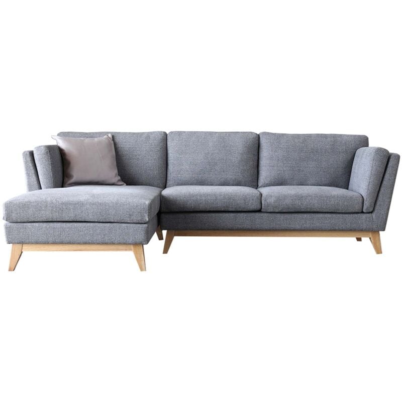

Concept-usine - Norden gris claro: Sofá de estilo escandinavo de 3 plazas con chaise longue izquierda - Gris