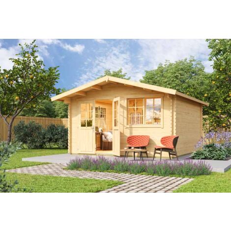 Norderney 3-Log Cabin, Wooden Garden Room, Timber Summerhouse, Home Office - L444.6 x W480 x H256.5 cm