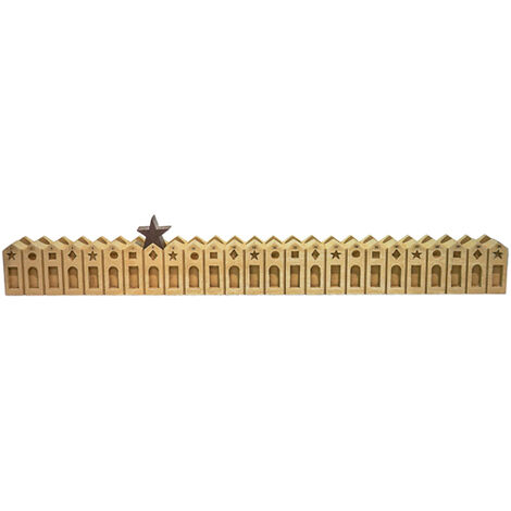 Nordic Advent Calender - Wood - L70 x W6 x H11 cm - Natural Wood