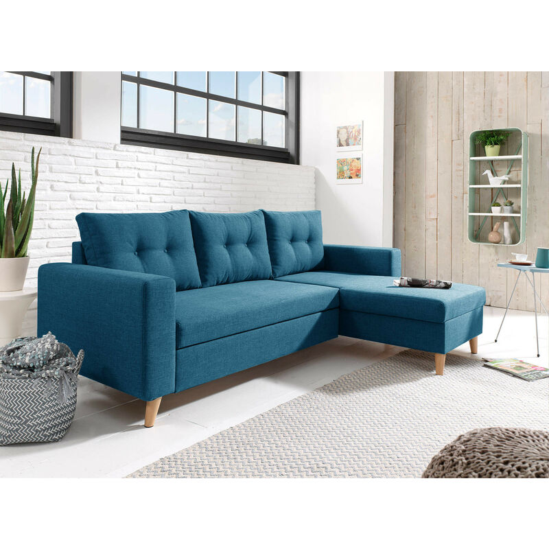 Nordic Canape Scandinave D Angle Reversible Convertible Bleu Canard Bleu Canard 3701061706555