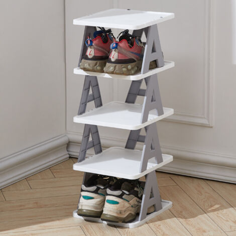 Nordic Grey 5-Tier Vertical Corner Shoe Rack for Home Doorway 24cm W x 26cm D x 66.5cm H