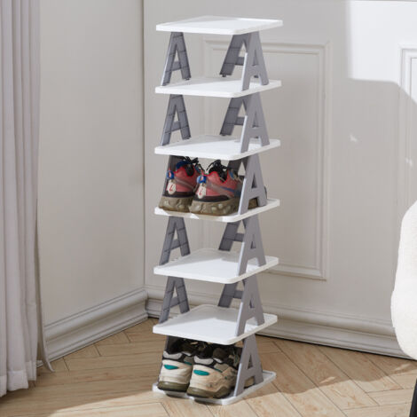 Nordic Grey 7-Tier Corner Vertical Shoe Rack for Home Doorway 24cm W x 26cm D x 97.5cm H
