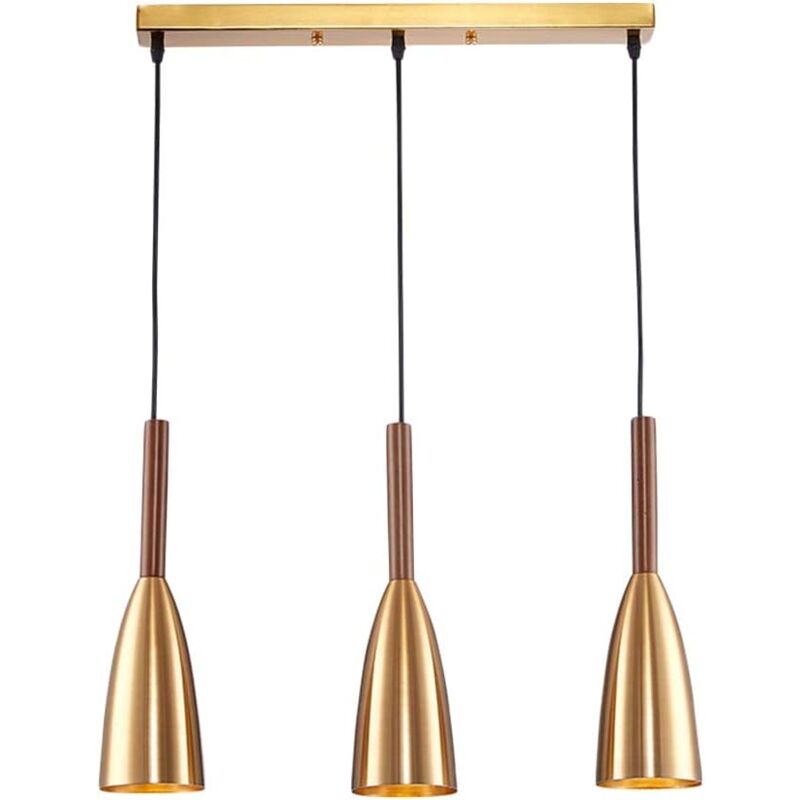 Nordic Laiton En Métal Pendentif Lumière De Mode De Luxe Moderne Mini Plafond Lampe Suspension (A, Droit 3 lumières)