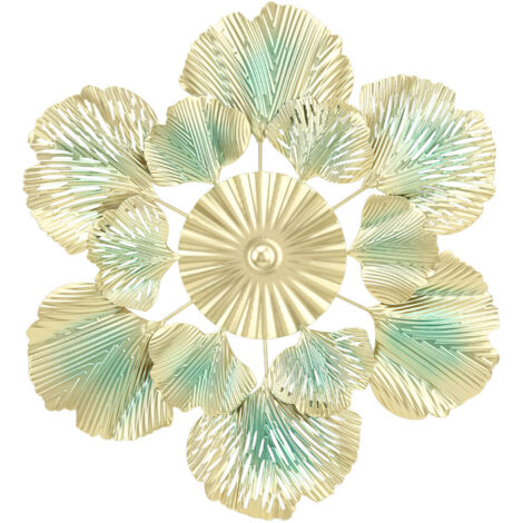 Nordic Luxury Wall Decoration Apricot Leaf Flower Mirror Wall Pendant Iron Art Porch Decoration A 46x45.5x3.5cm/18.1x17.9x1.4in