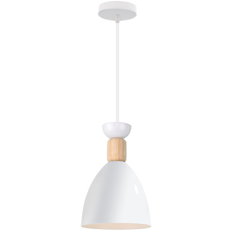 Nordic Modern Ceiling Lamp Wood Pendant Light Retro Pendant Light Vintage Hanging Light Industrial Pendant Lamp White E27 Bulb