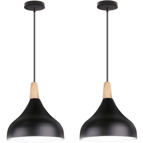 NORCKS Nordic Modern Chandelier Minimalist Pendant Light Black Creative Pendant Lights Indoor Pendant Light For Bedroom Bar Cafe Kitchen Office E27 (2PCS)
