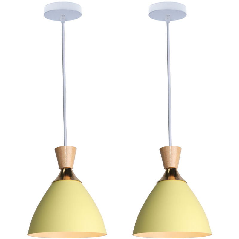 Nordic Modern Chandelier Minimalist Pendant Light Creative Decorative Hanging Light E27 Socket Yellow Modern Indoor Pendant Light (2 Pack)
