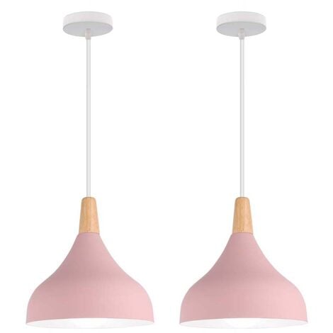Nordic Modern Chandelier Minimalist Pendant Light Pink Creative Hanging Light Indoor Pendant Light for Bedroom Cafe Bar Kitchen Office E27 (2PCS)