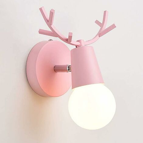 Nordic Modern Verstellbares Design Hirschgeweih Form Schmiedeeisen Wandleuchte Lesezimmer Wandleuchte Kinderzimmer E27 (Rosa)