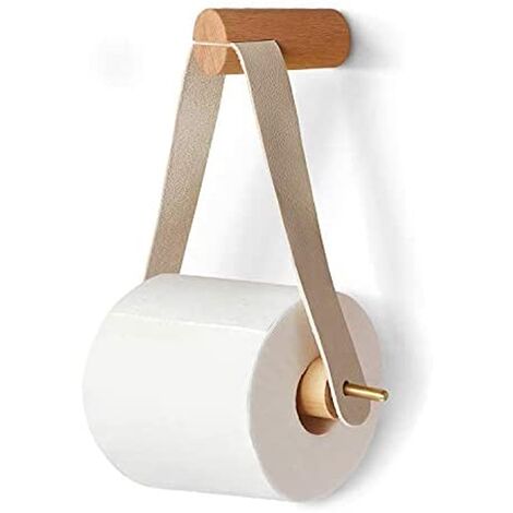 GRECQUEMYTH Nordic Porte-Rouleau Vintage en Bois Mural, Support Derouleur Porte Papier Toilette pour Salle de Bains WC Deco Macaron