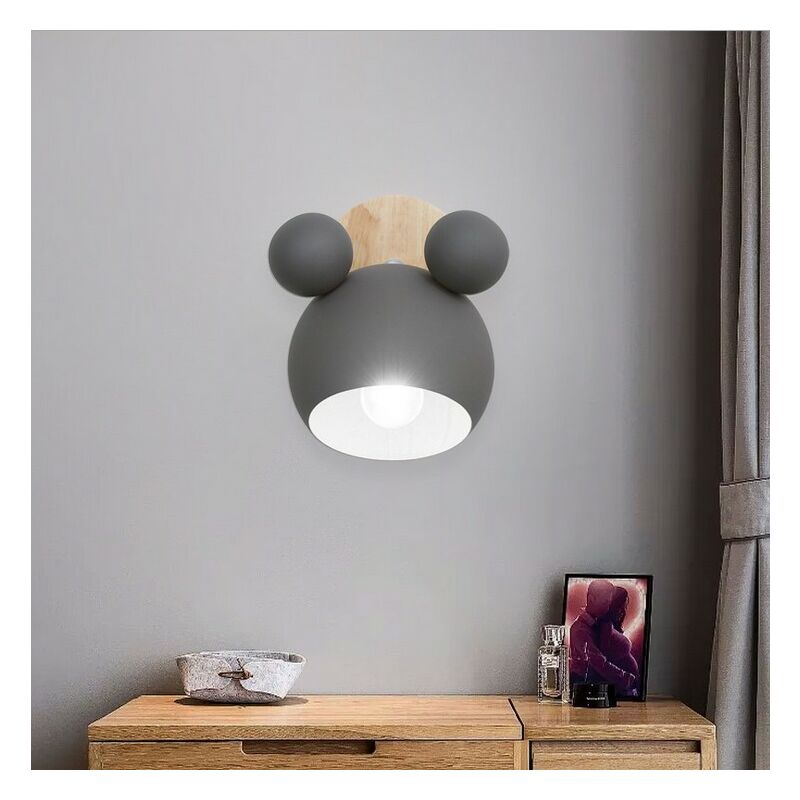 Stoex - Nordic Wall Lamp Cartoon Wall Sconce Creative Mickey Wall Light Gray Simple Personality Wall Light for Living Room Bedroom Children'S Room