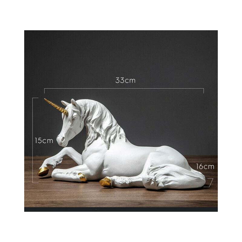Nordic White Unicorn Horse Statue Office