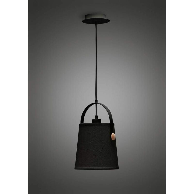 Nordica pendant light with black lampshade 1 E27 bulb, matt black / beech with black lampshade