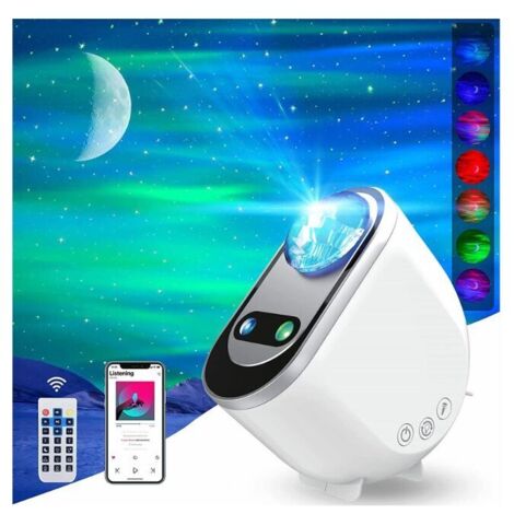 Nordlichtprojektor, Aurora, Galaxie, Sterne, Sternenhimmel, Mondlicht, dekorative Lampe, Schlafzimmerlampe mit Fernbedienung, Nachtlicht für Kinder, Geschenk mit echtem Mond. MUMU