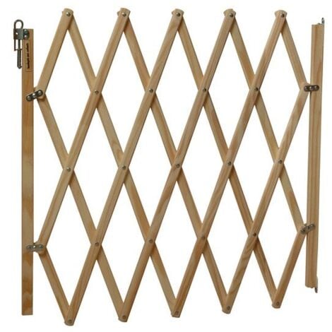 NORDLINGER Barrière animaux rétractable Stop'Fix bois naturel hauteur 83cm et largeur de 60 à 110cm
