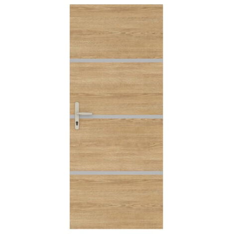 Nordlinger – Kit rénovation porte décor chêne – 4 placages bois thermocollants – 3 profils aluminium – Dimensions placages l.83 x H.50 cm