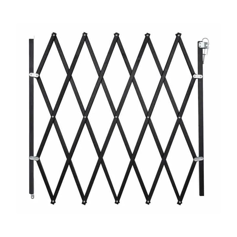 Barrière animaux rétractable Stop'Fix noire hauteur 83cm et largeur de 60 à 110cm
