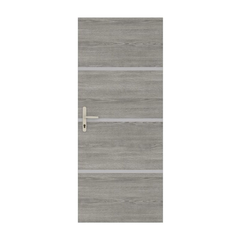 Kit rénovation porte chêne greige et profilés gris alu Préencollé