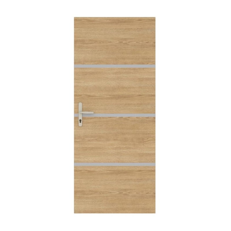 Nordlinger - Kit rénovation porte décor chêne et profilés gris alu Préencollé