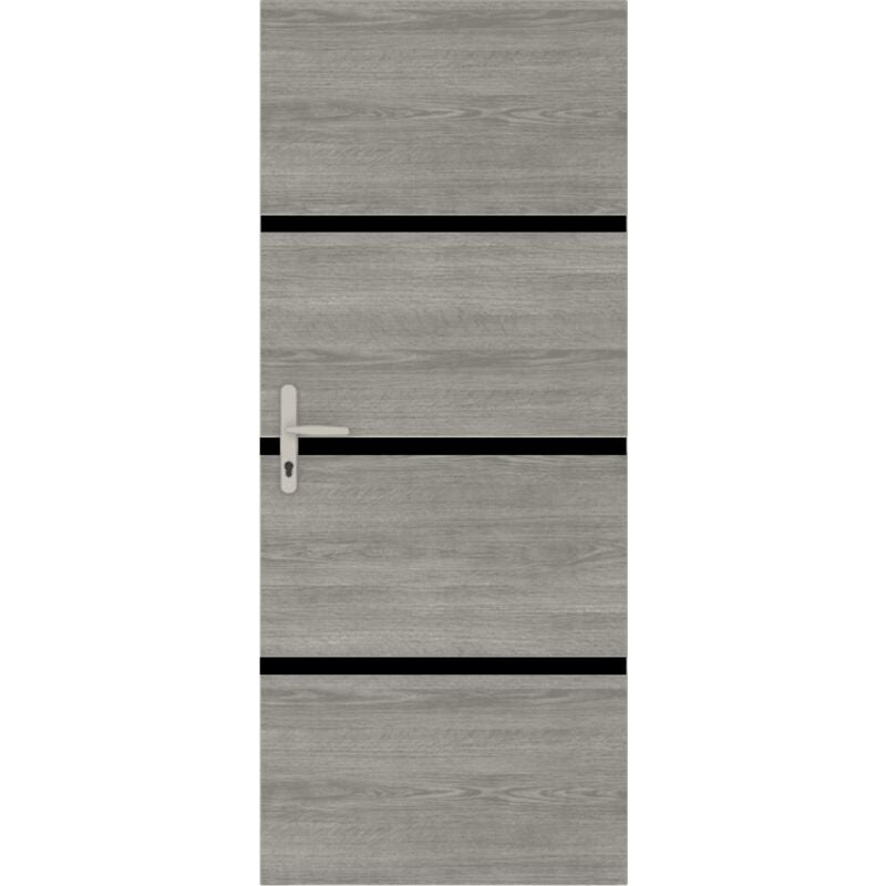 Nordlinger - pro Kit de rénovation de porte Décor chêne greige reno'porte 890514 - 4 feuilles de placage 85 x 50 cm & 3 profils noirs 85 x 2 cm