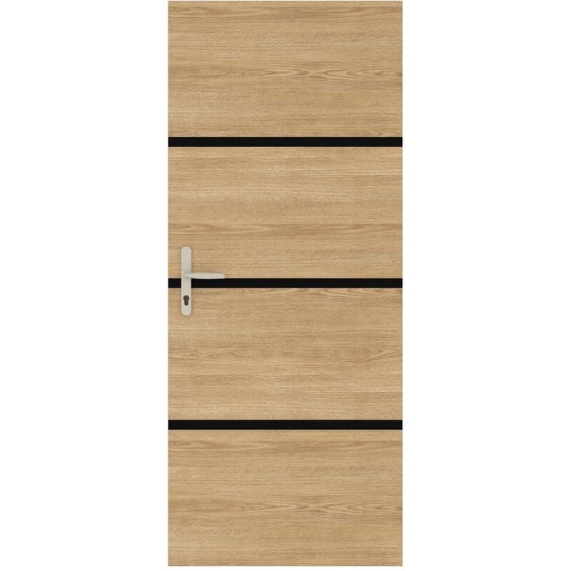 Pro Kit de rénovation de porte reno'porte Décor Chêne 890513 - 4 feuilles de placage 85 x 50 cm & 3 profils noirs 85 x 2 cm - Nordlinger