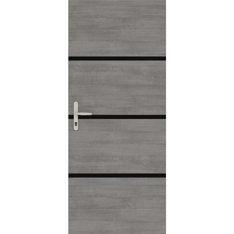Nordlinger - pro Kit de rénovation pour porte intérieure reno'porte Décor gris agate 890512 - 4 feuilles de placage 85 x 50 cm & 3 profils noirs 85 x