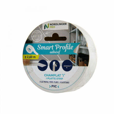 Nordlinger – Profilé adhésif plat PVC blanc 260cm – Largeur 30mm – Protection contre chocs et éraflures – Facile à installer
