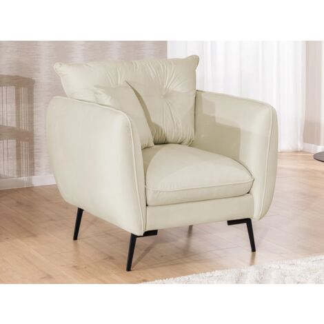 Nordloft - Modernes Sessel aus Beige Samt-Stoff mit Hohen Schwarzen Metallfüßen und schöner Sitzkomfort